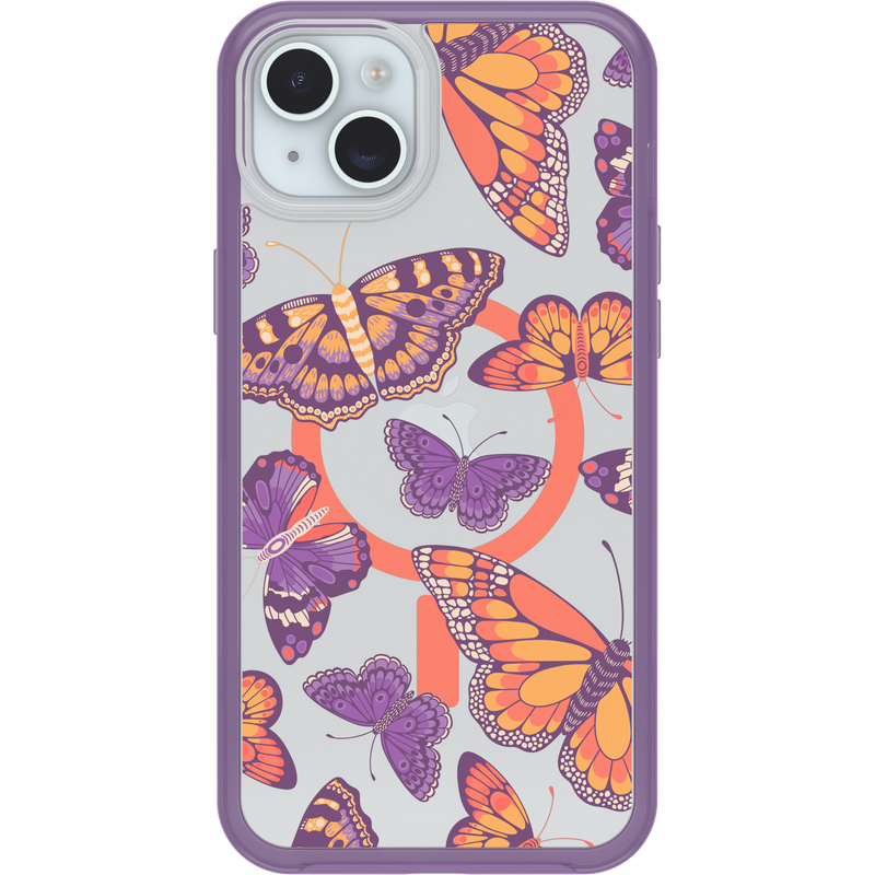 product image 2 - iPhone 14 Plus och iPhone 15 Plus Skal Symmetry Series Clear för MagSafe Fluttering Flora