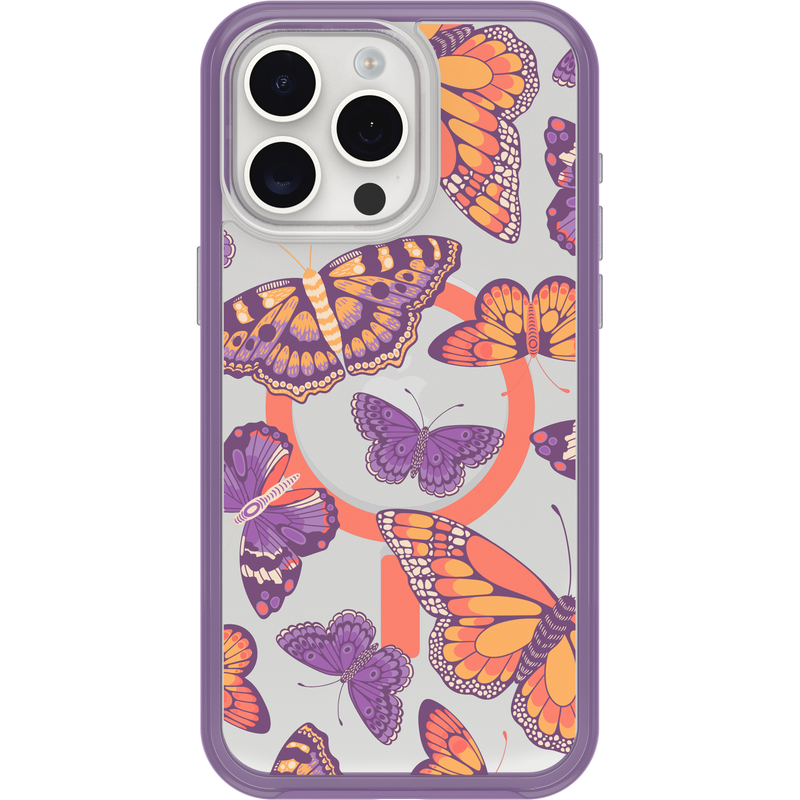 product image 2 - Coque iPhone 15 Pro Max Symmetry Series Clear pour MagSafe Fluttering Flora